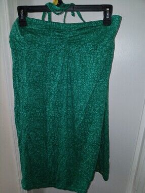 Billabong Emerald Green Printed green halter-neck dress with a geometric pattern